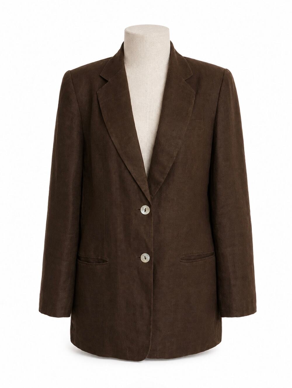 VTG Jennifer Moore Brown 100% Linen Blazer Jacket Women’s Size 8 Minimalist Fall